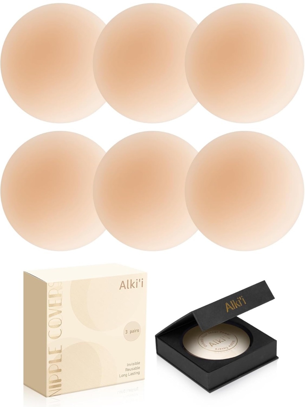 Alk'i'i Nude Reusable Nipple Covers - 3 Pairs